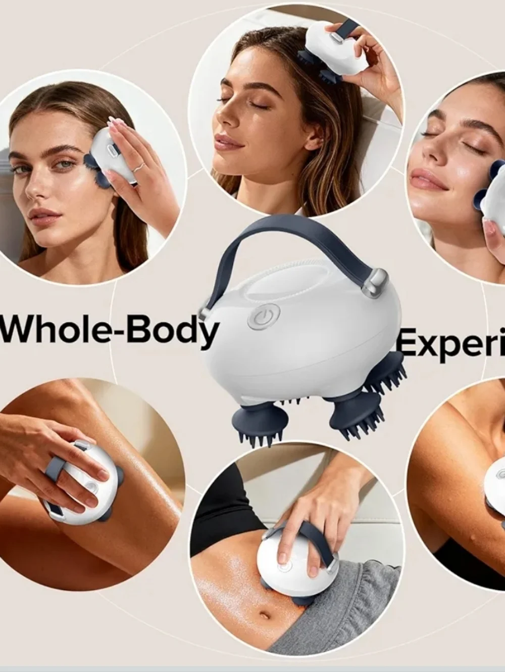 Scalp Massager - White and Dark Blue